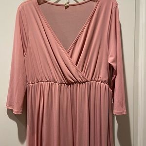 Pink Blush Maternity Maxi Dress size XL Wrap with belt perfect for Baby Shower